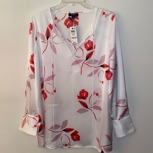 Alfani Tunic Blouse, White, SZ M